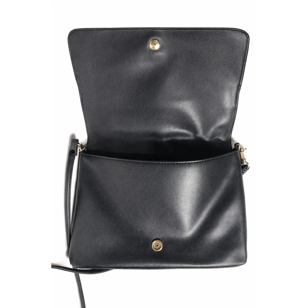 Vtg Y2K Black‎ Leather Shoulder Bag 2000s Cabin Creek Flap Purse SCRATCHED